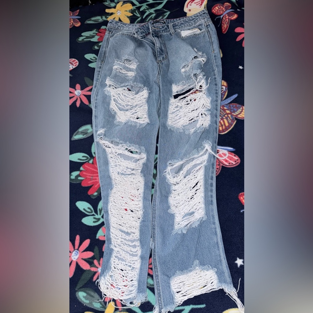 Distressed Blue Women's Jeans - Picture 4 of 6